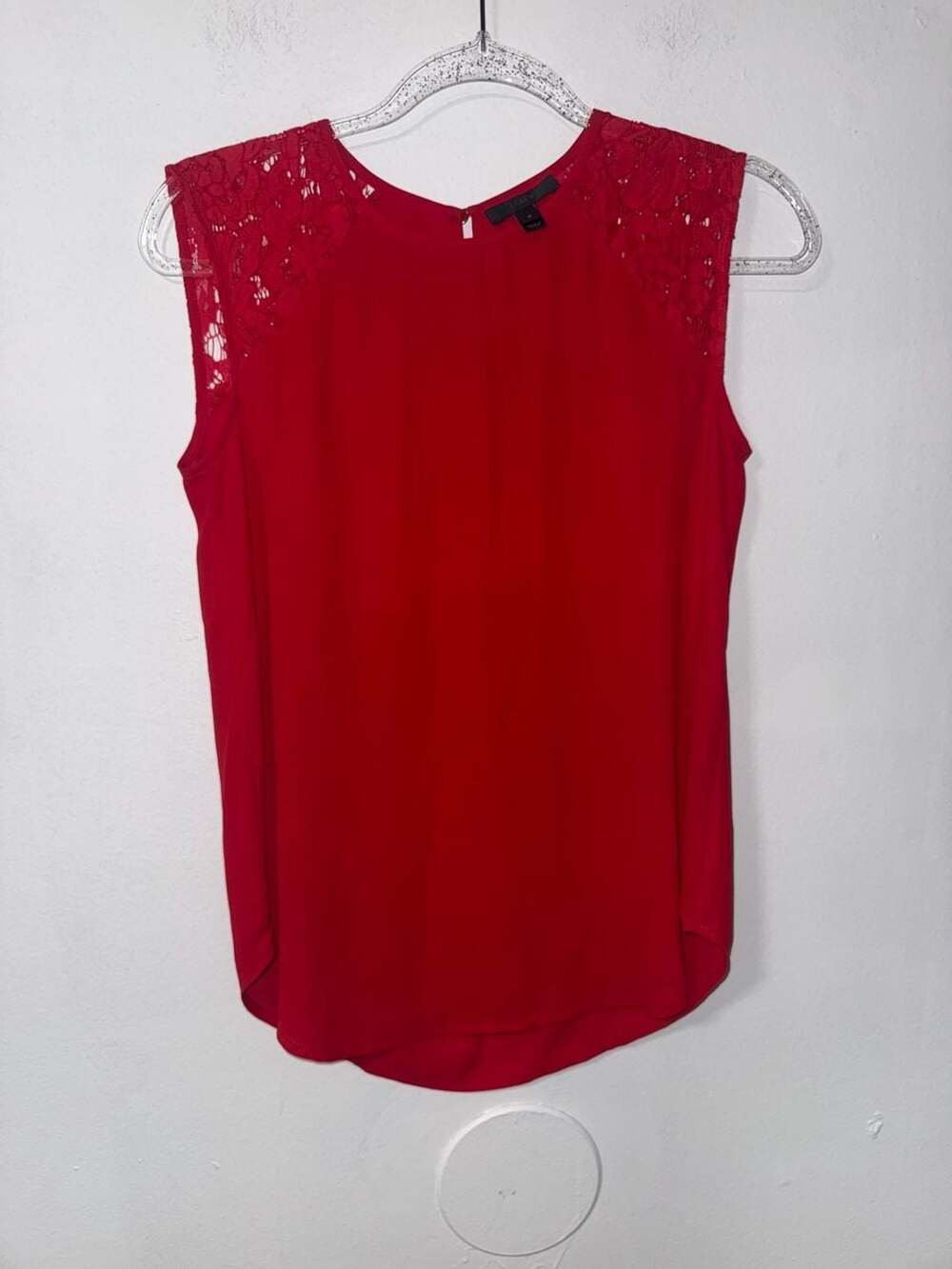 J.Crew Lace Shoulder Tank Top Size 0 Red Sleeveless Blouse